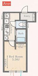 ASCOT OMIYA KITA   100 1Kの間取図画像
