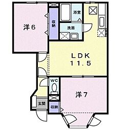 ガーデンハイツB 2LDKの間取図画像