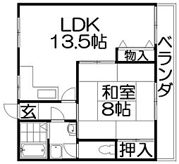 コーポラス美光 1LDKの間取図画像