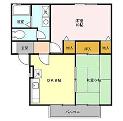オイコス参番館 2DKの間取図画像