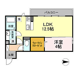 ディアコート 1LDKの間取図画像