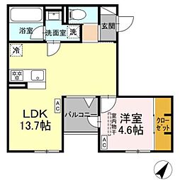 U Residence 森野 1LDKの間取図画像