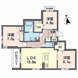 シャーメゾン 伽羅橋 3LDKの間取図画像