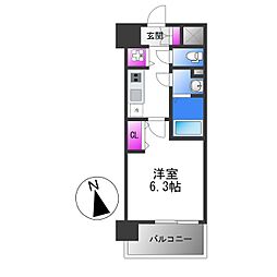 エスリード大阪平野プライム 4階1Kの間取り