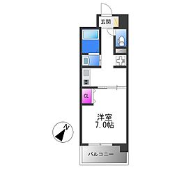 ラ・フォーレ久宝園 1Kの間取図画像