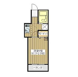 コーポユーシン 1Kの間取図画像