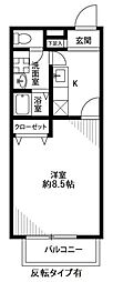 アムール領家 1Kの間取図画像