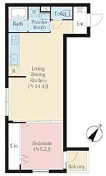 世田谷区下馬5丁目マンション 1LDKの間取図画像