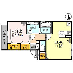 ハイツ大今里 1LDKの間取図画像