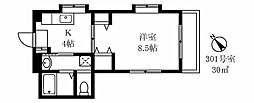 ハイツリバーサイド 1Kの間取図画像