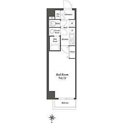 ルクレ両国 4階1Kの間取り