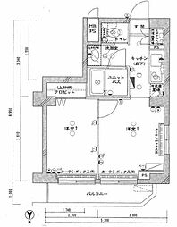 ルーブル中延壱番館 2Kの間取図画像