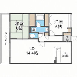 グランドゥール鬼倉 2LDKの間取図画像