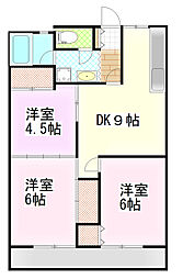 マンション桂C 3DKの間取図画像