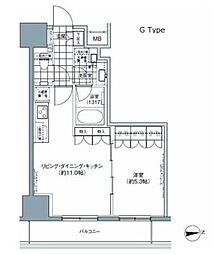 パークハビオ上野3丁目 1LDKの間取図画像
