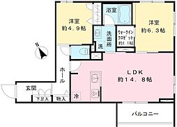 キャステロ蘆花公園 2LDKの間取図画像