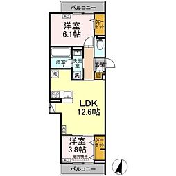 D-ROOM 原町田 2LDKの間取図画像