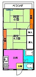 多摩ハイツ 2Kの間取図画像