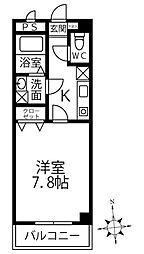 プライムコート中野 1Kの間取図画像