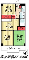 内田レジデンス 3DKの間取図画像
