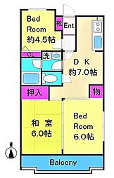 サンリバー6 3DKの間取図画像
