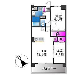 フェリスシエロ堺 2LDKの間取図画像