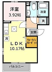 グランドソレーユ 1階1LDKの間取り