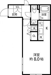 Branche大森山王 ワンルームの間取図画像