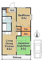 リバーサイド上溝 2LDKの間取図画像