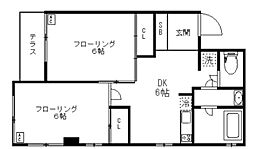 サニークレスト初台 2DKの間取図画像