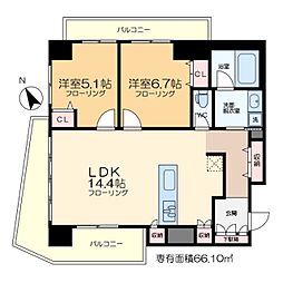 プロスペクト清澄庭園 2LDKの間取図画像