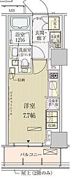 パークアクシス赤坂見附 ワンルームの間取図画像
