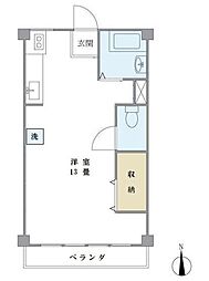 浅川コーポ ワンルームの間取図画像