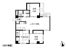 八王子光洋ビル 3LDKの間取図画像
