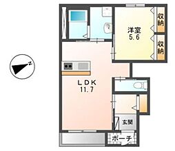 クレシア 1LDKの間取図画像