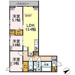 Calme Ville 3LDKの間取図画像