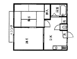 ハイツヤヨ2 2DKの間取図画像
