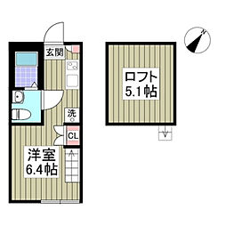 ヴィルナタル 1Kの間取図画像