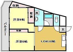 ドリームハウス3 2LDKの間取図画像