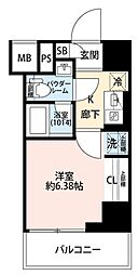 プレール・ドゥーク川口並木 11階1Kの間取り