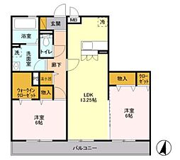 ルーフハウスA 2LDKの間取図画像