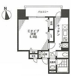 ファイブフォー白金 1Kの間取図画像