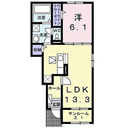 瀬戸アパートA 1LDKの間取図画像