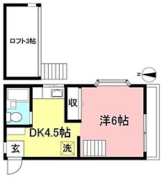 つつじケ丘シェ・モワ 1DKの間取図画像