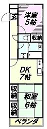 西武新宿線 航空公園駅 徒歩5分の賃貸マンション 1階2DKの間取り