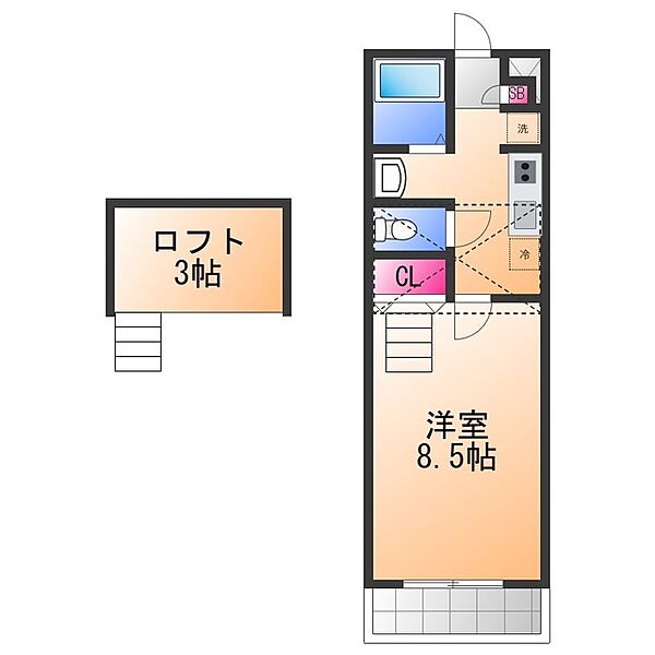 ベルリード岸和田 ｜大阪府岸和田市沼町(賃貸アパート1K・2階・26.08㎡)の写真 その2