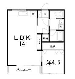 ドエール大川筋 1LDKの間取図画像