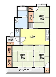 センチュリーハイツ 2階3DKの間取り