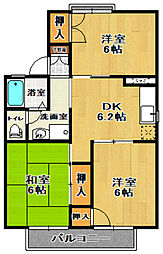 メゾン菊池B 3DKの間取図画像