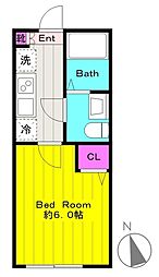 ヴァンベール生田 1Kの間取図画像